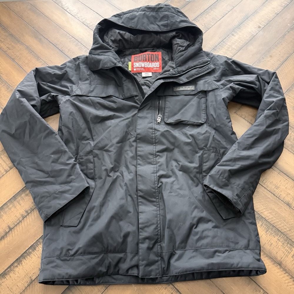 Burton Snowboard Jacket Chittagong Snow coat Dry ride Hood Black Mens Small